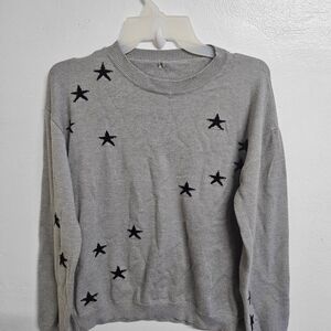 Gray Sweater with Black Star Pattern